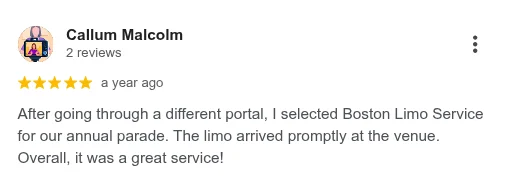 Boston Executive Limo Service. Google reviews