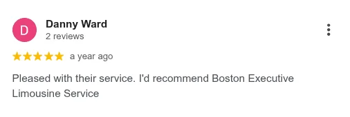 Boston Executive Limo Service. Google reviews